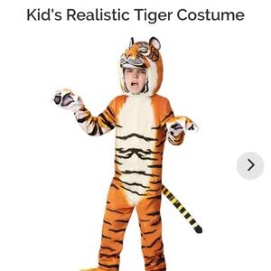 Children's Tiger Adventure Costume - Orange, Black, and White size XS